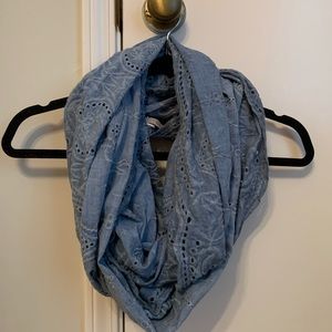 Chambray Embroidered Infinity Scarf
